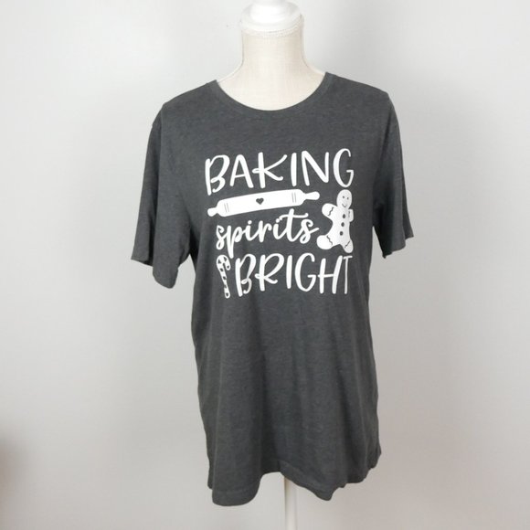 Canvas Boutique Baking Spirits Bright Dark Grey Graphic Tee Large - Picture 1 of 4
